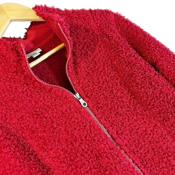 J Jill Red Fluffy Zip Up Jacket - Picture 6 of 6